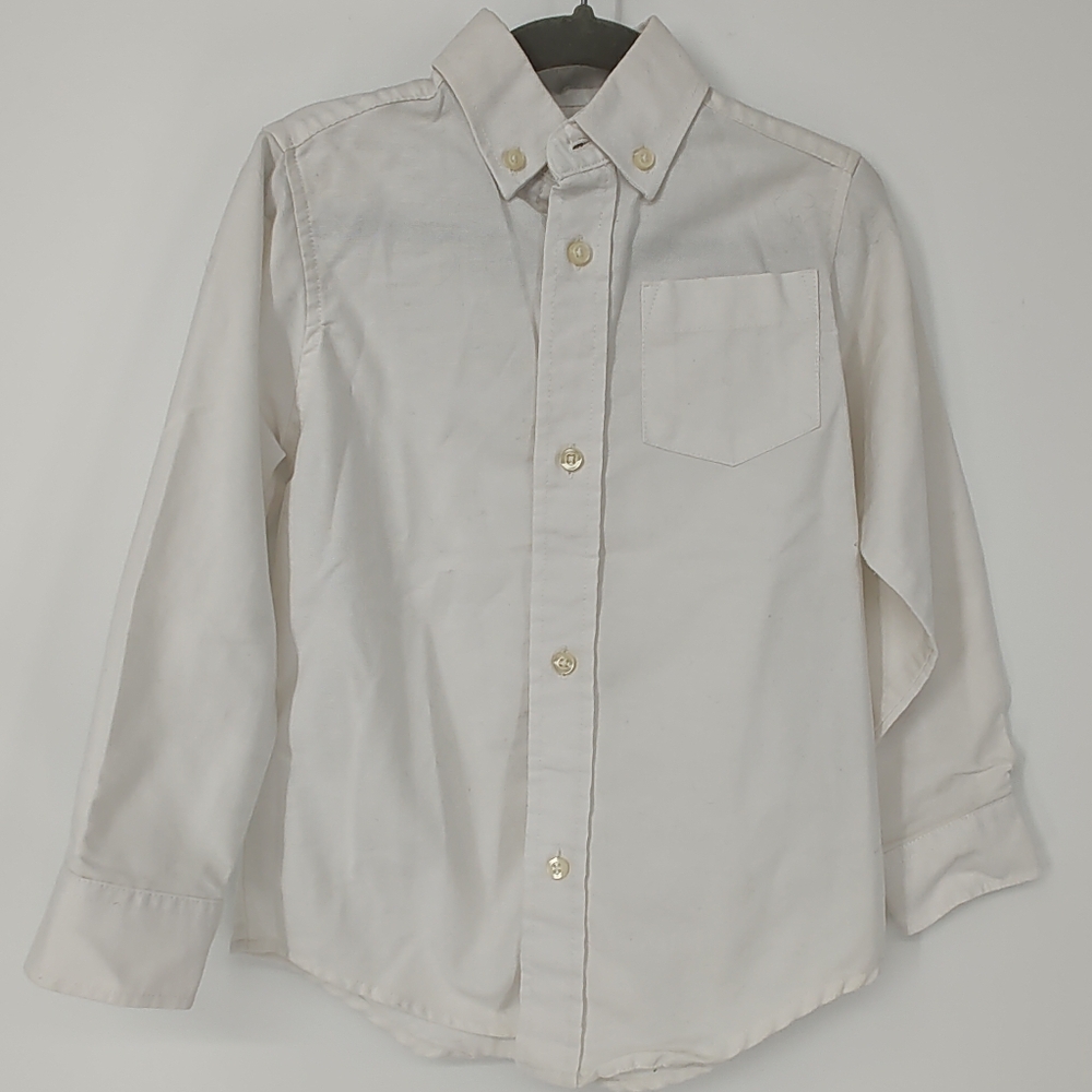 Chaps Classic White Long Sleeve Button-Up Shirt Boys Size 4